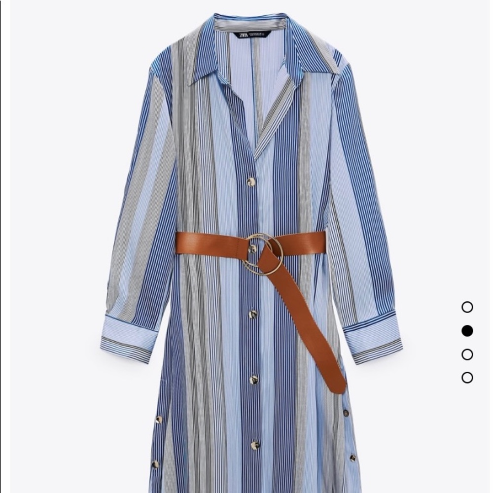 Zara Stripped Dress with Brown Belt
